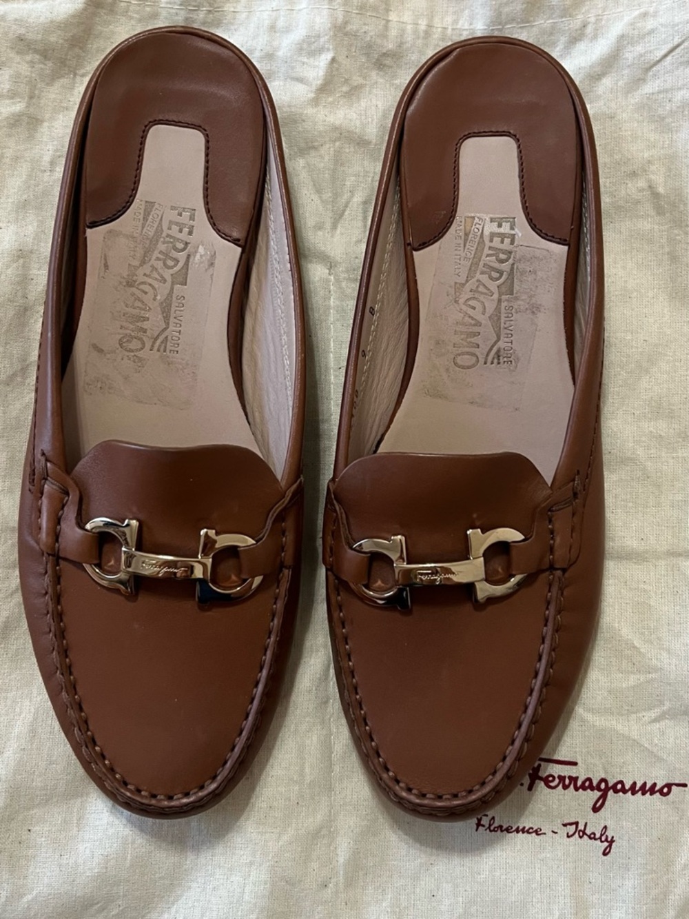 Salvatore Ferragamo Women’s Chestnut Leather Horsebit Loafers